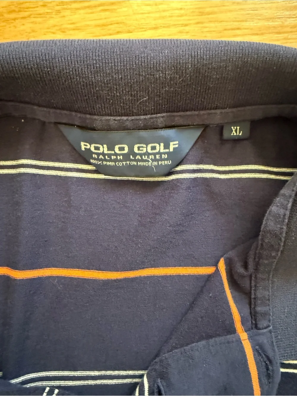 Polo Golf Ralph Lauren Striped Polo Shirt Mens XL Navy Orange White Pima Cotton